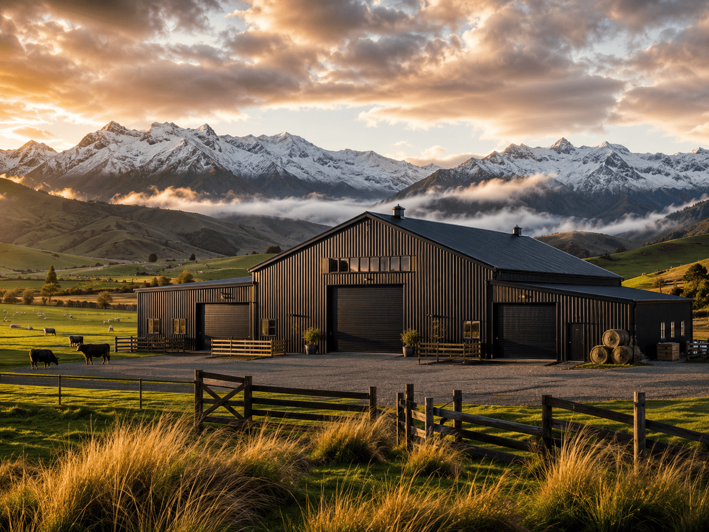 NZ Barns barn kitset on a rural New Zealand property